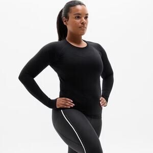 Athleta Momentum Seamless Long Sleeve Top Black 1X 530524